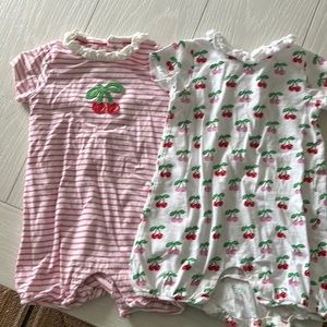Baby boden cherry rompers